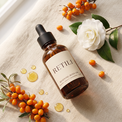 Retili Renewing Body Oil with sea buckthorn berries and camellia flower